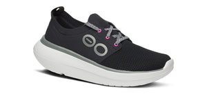 OOFOS Womens OOmy Stride White Black - รองเท้าเพื่อสุขภาพ นุ่มสบาย